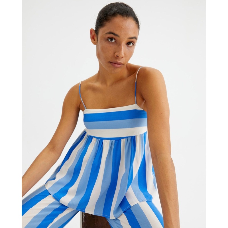 Compania Fantastica Blue 2-Tone Strap Top