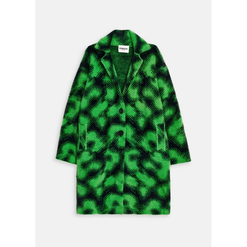 Essentiel Antwerp Black & Green Oversized Cardicoat