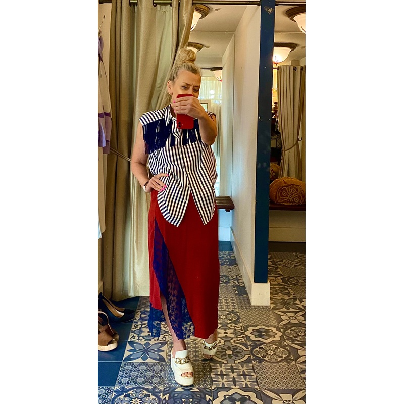 Ottodame Ketchup Red SILK Blend Slip Skirt