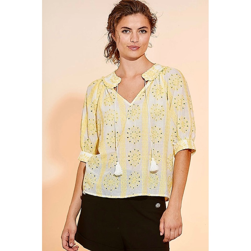 RDF Yellow & White Broderie Anglaise Blouse