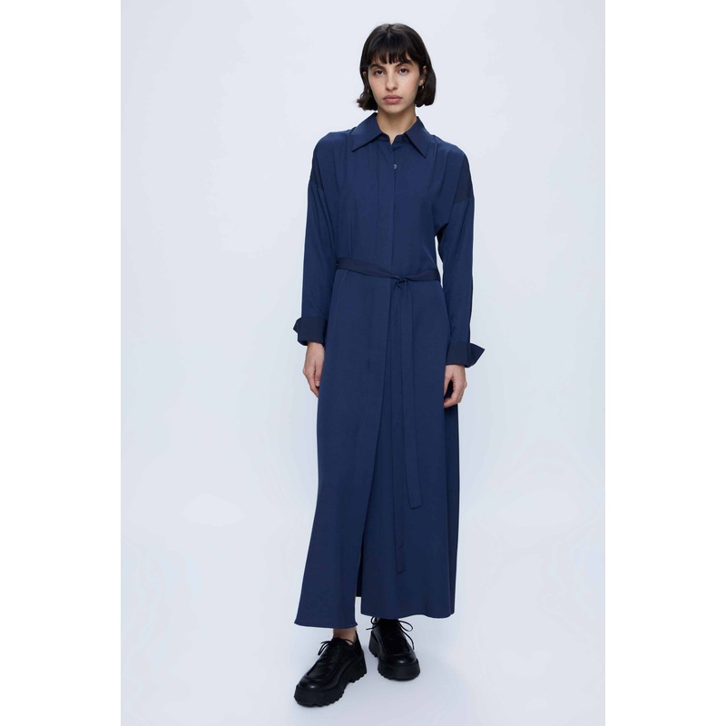 Wild Pony French Navy Reverse Wrap Shirt Dress
