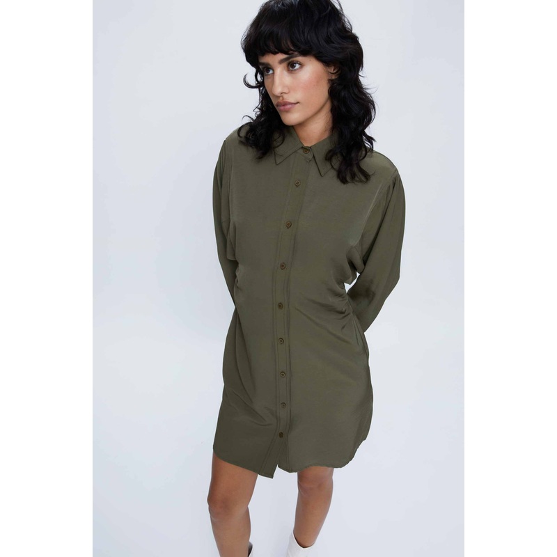 Wild Pony Military Green Mini Shirt Dress