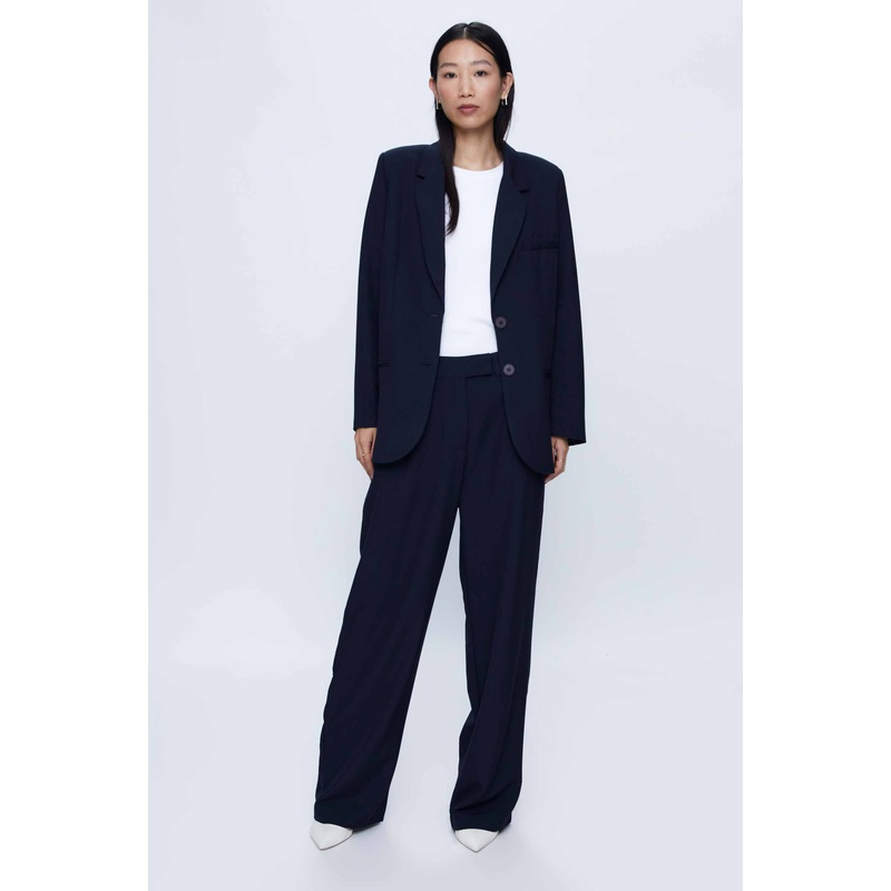 Wild Pony Navy Relaxed Wide Leg Suit Trousers