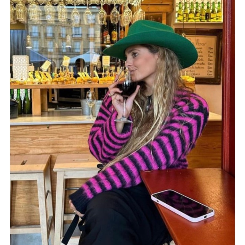 Wild Pony Pink & Black Punk Striped Jumper