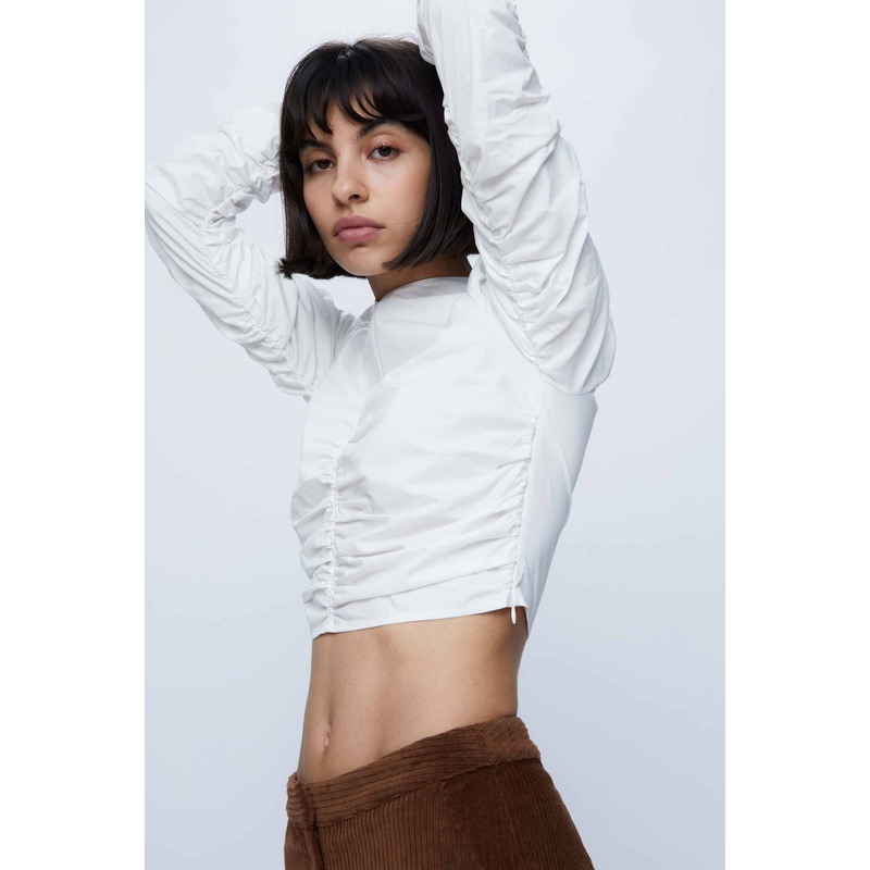 Wild Pony White Ruche Crop Top