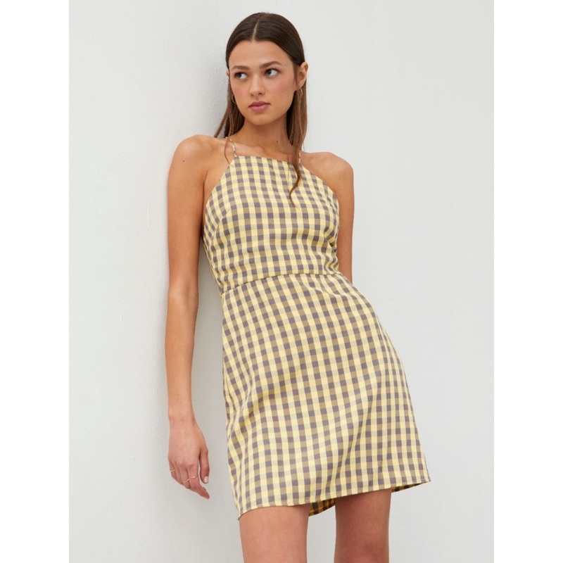 WILD PONY Yellow Gingham Mini Dress