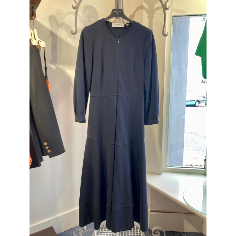 Beatrice B Navy Jersey Wool Dress
