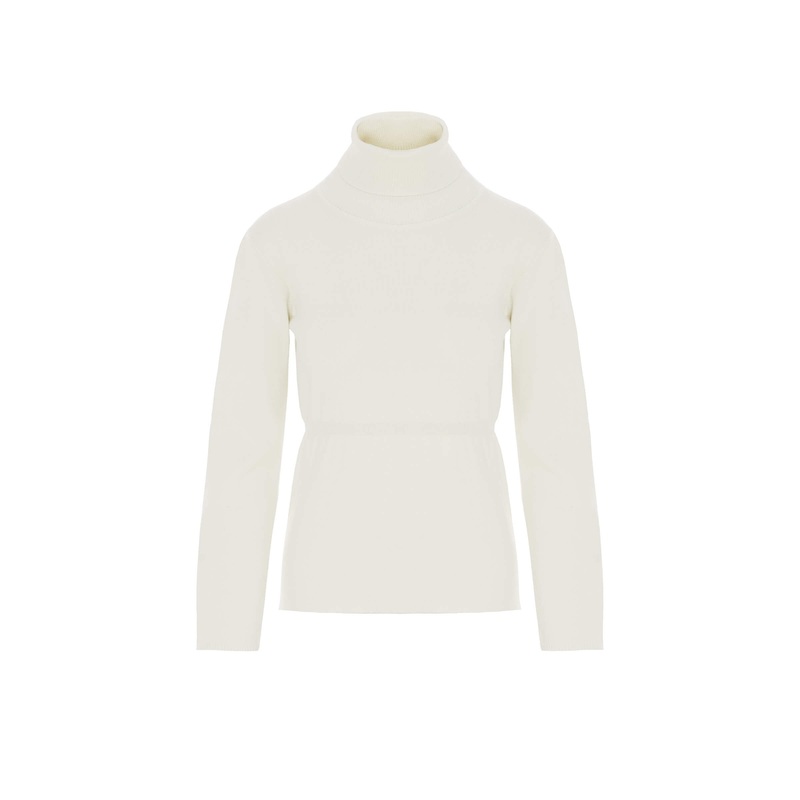 Beatrice B Winter White Fine Knit Polo Neck  Jumper