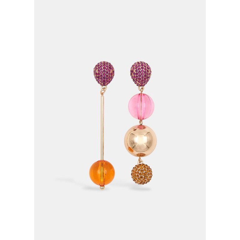Essentiel Antwerp Gold-tone, Purple & Orange Sphere Earrings