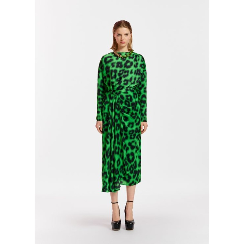 Essentiel Antwerp Green Draped Midi Dress
