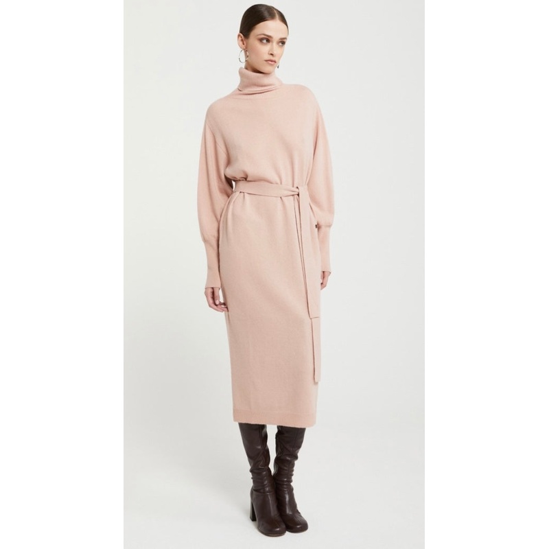 OttodAme Baby Pink Cashmere Blend Dress with Belt