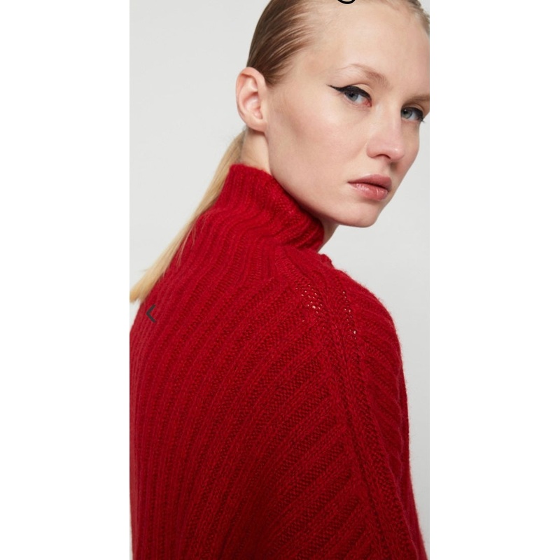 OttodAme Red Ribbed Wool Mix Jumper