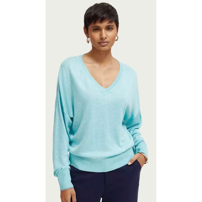 Scotch & Soda Sky Blue V- Neck Sweater