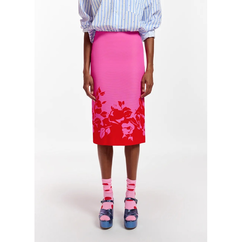Essentiel Antwerp Pink and Red Midi Skirt