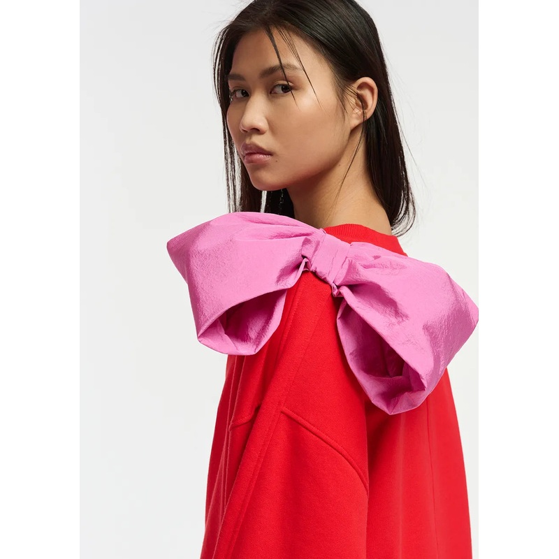 Essentiel Antwerp Red Sweatshirt with Pink Bow