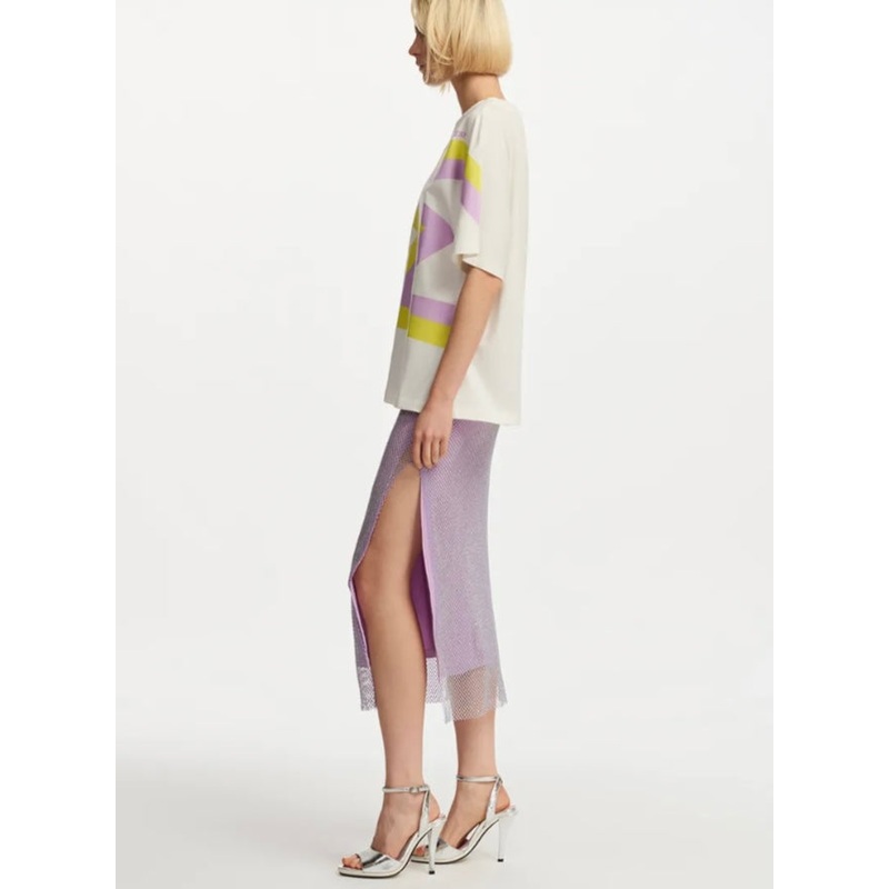 Essentiel Antwerp White Organic T-Shirt with Lilac & Lime Star