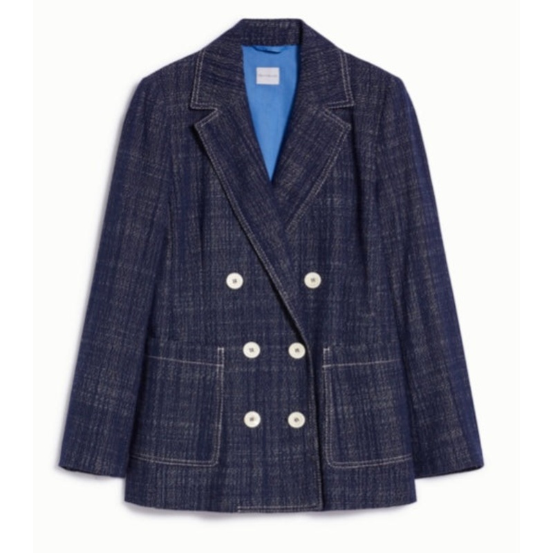Pennyblack Navy Basketweave Double Breasted Blazer