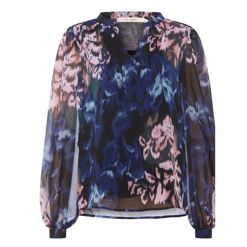 RDF Navy Blue Print Blouse-XS & S & M & L