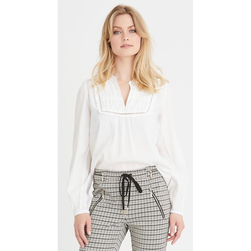 RDF White Drea Blouse with Pintuck Detailing