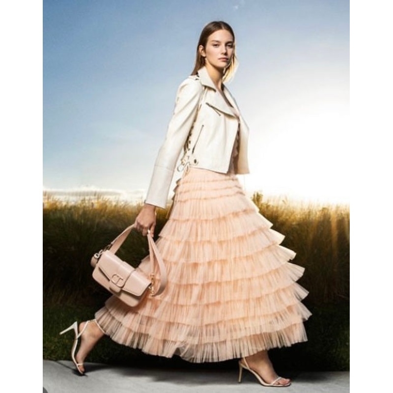 Twinset Cream Vegan Leather Biker Jacket