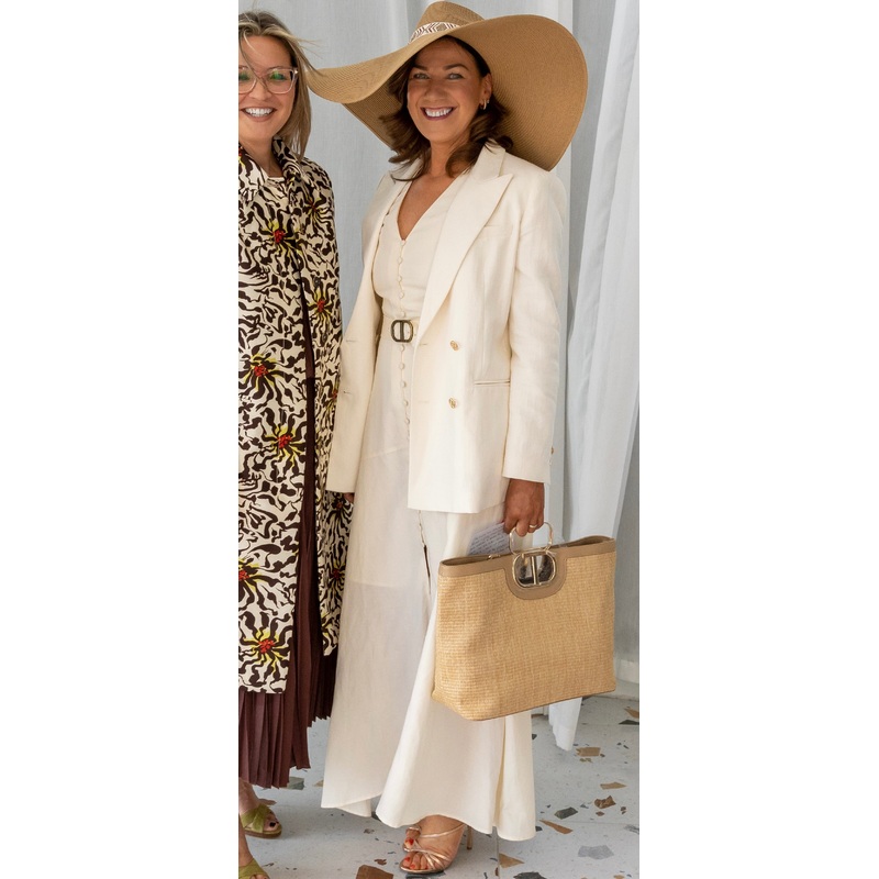 TWINSET Ivory Linen Blend Sleeveless Dress