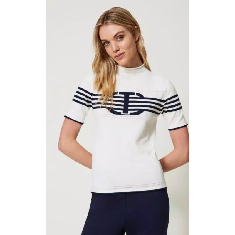 Twinset Two Tone Turtle Neck Sweater