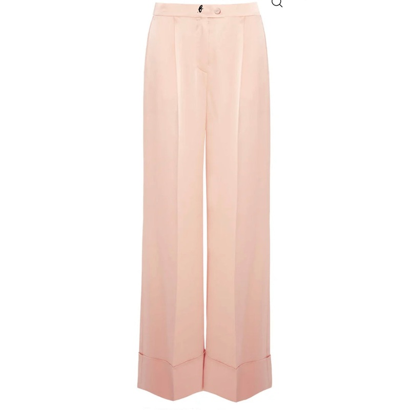 Beatrice B Baby Pink Enver Satin Wide Leg Trousers