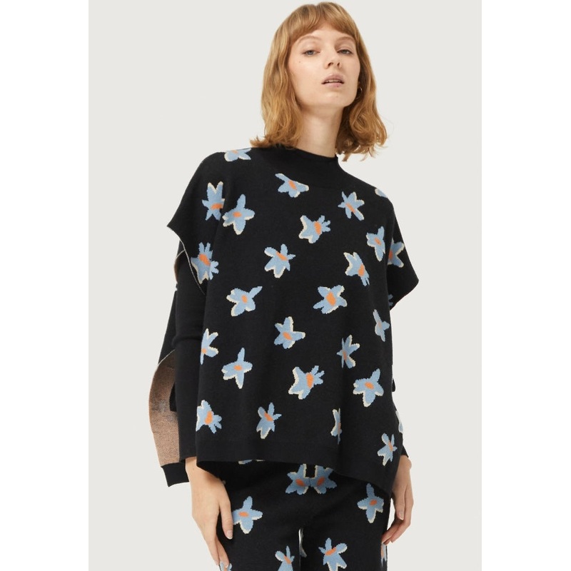 Compania Fantastica Black Floral Jacquard Sleeveless Pullover