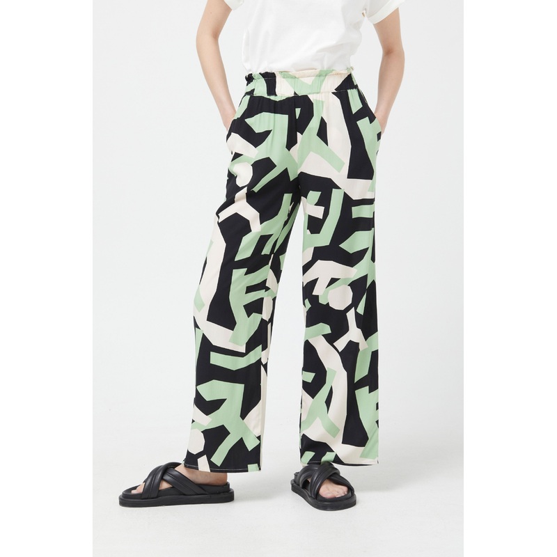 Compania Fantastica Black Wide Leg Abstract Print Trousers