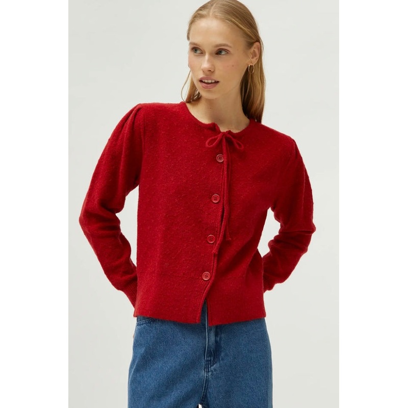 Compania Fantastica Claret-Red Fine Knit Cardigan