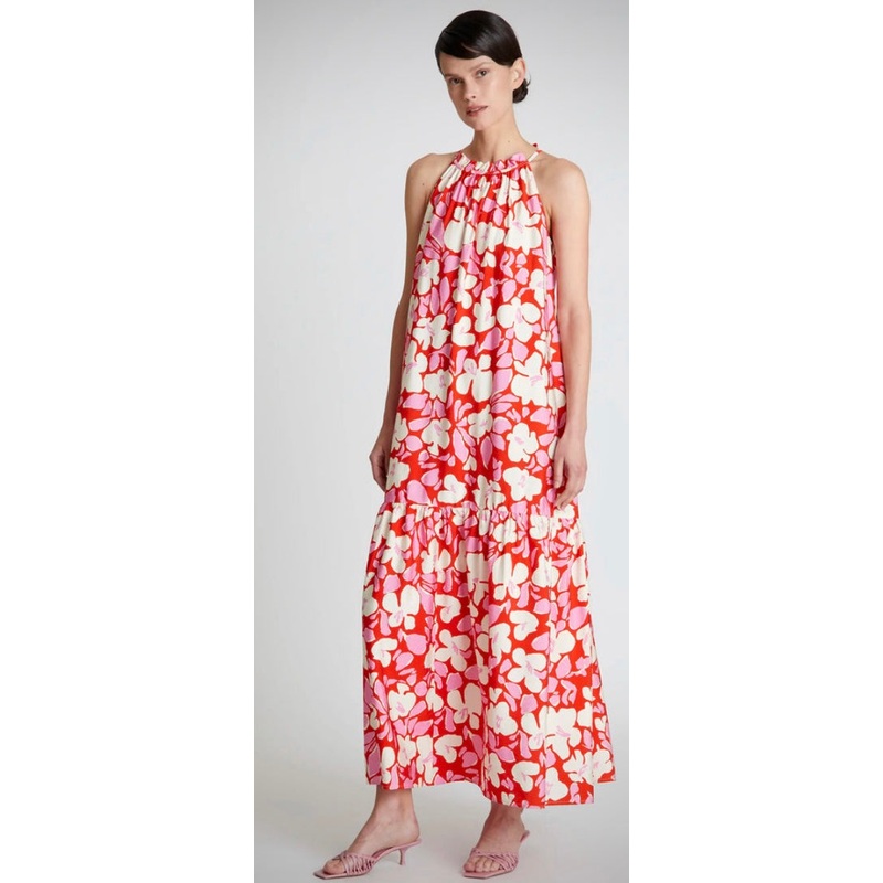 Compania Fantastica Pink & Red Floral Halter-Neck Long Dress