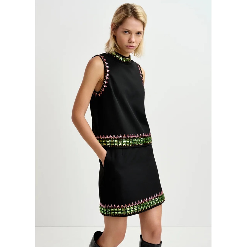 Essentiel Antwerp black sleeveless top with embellishments
