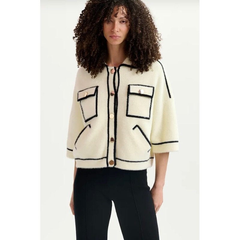 Essentiel Antwerp Off-White Fluffy Cardi-Jacket