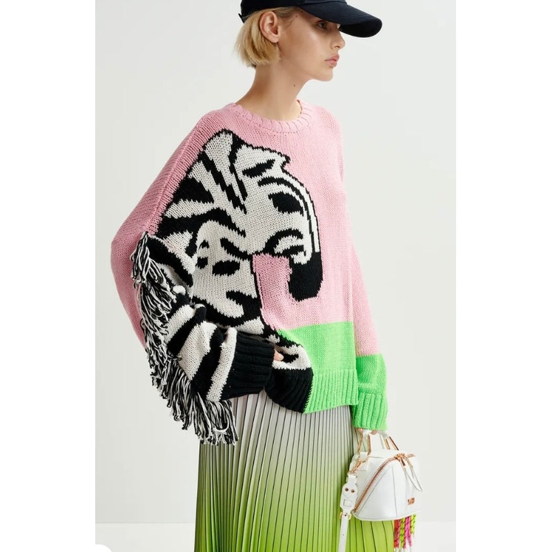 Essentiel Antwerp Pink Zebra Cotton Jumper