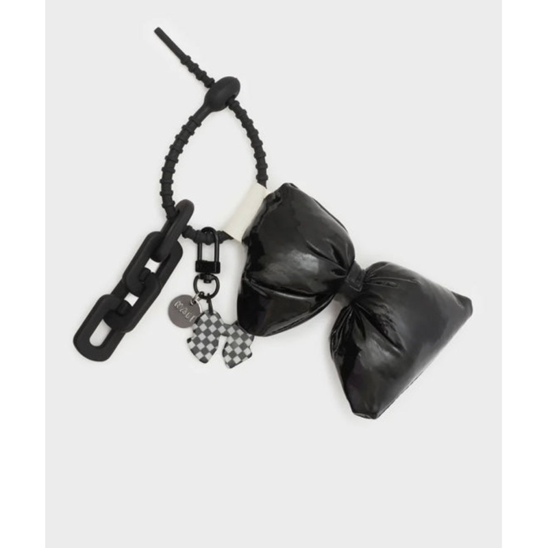 Nali Black Puffy Bow KeyRing / Handbag Decor