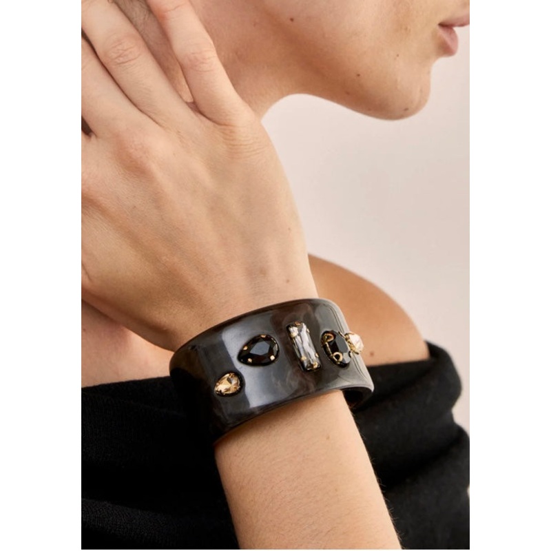 Nali Black Resin Bracelet with crystals