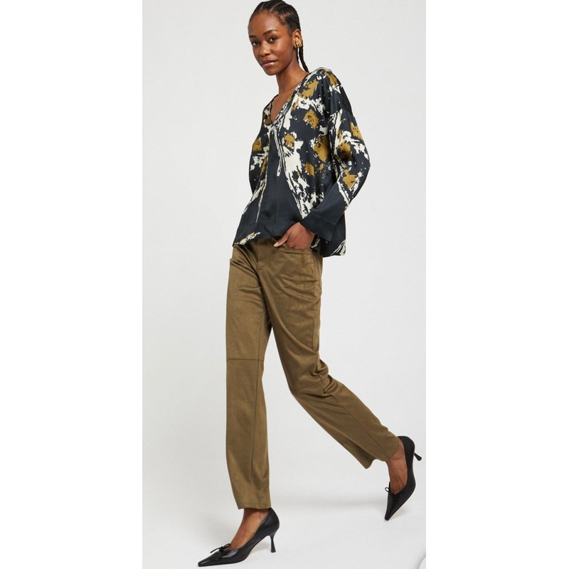 Ottodame Black & Gold B-Neck satin Viscose Top