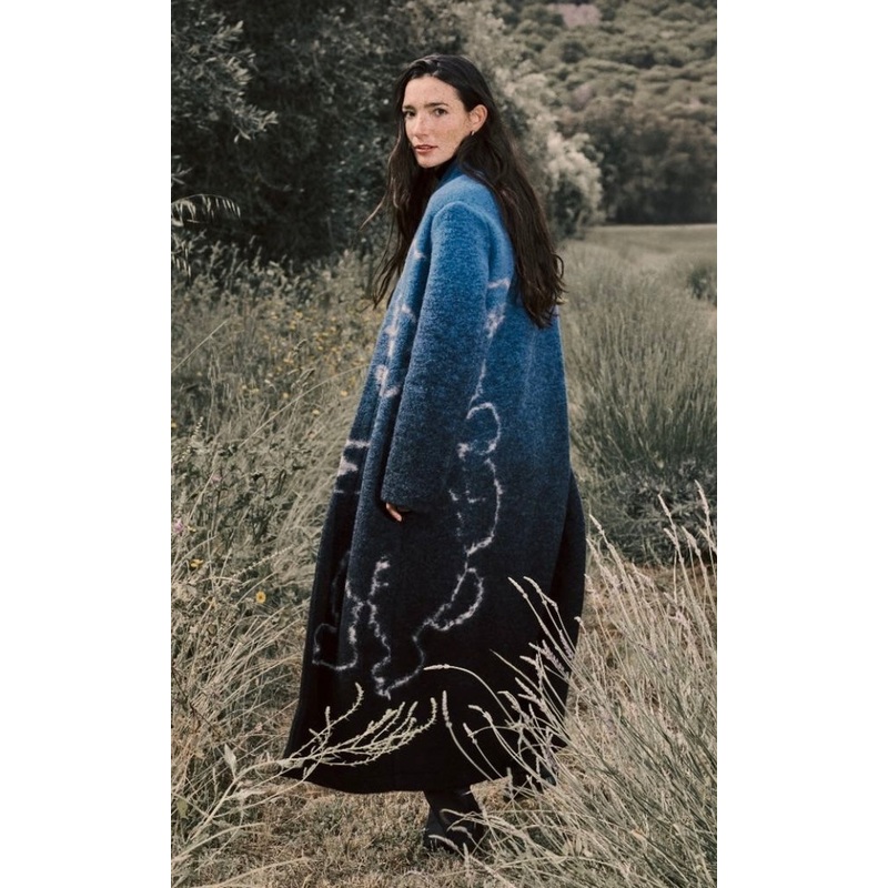 Ottodame Blue / Black Teddybear Wool Coat