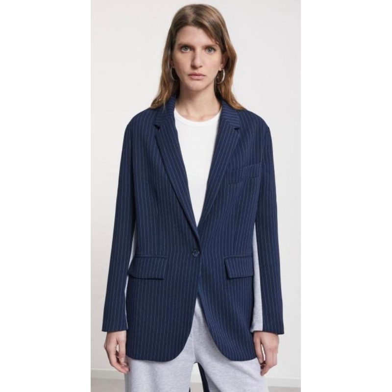 OttodAme Navy Pin-Stripe & Grey Jersey Blazer