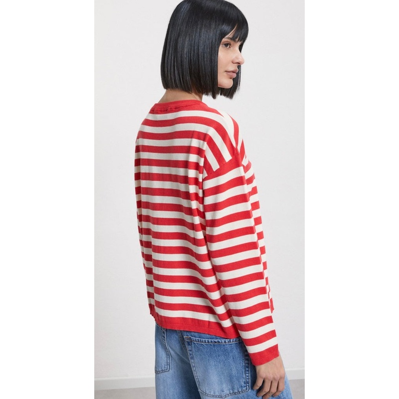 Ottodame Red & Off White Stripe Viscose Sweater