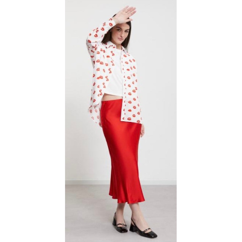 Ottodame Red Satin Slip Skirt-IT 38 / UK 6 & UK 8 / IT 40 & UK 10 / IT 42 & UK 12 / IT 44 & UK 14 / IT 46 & UK 16 / IT 48