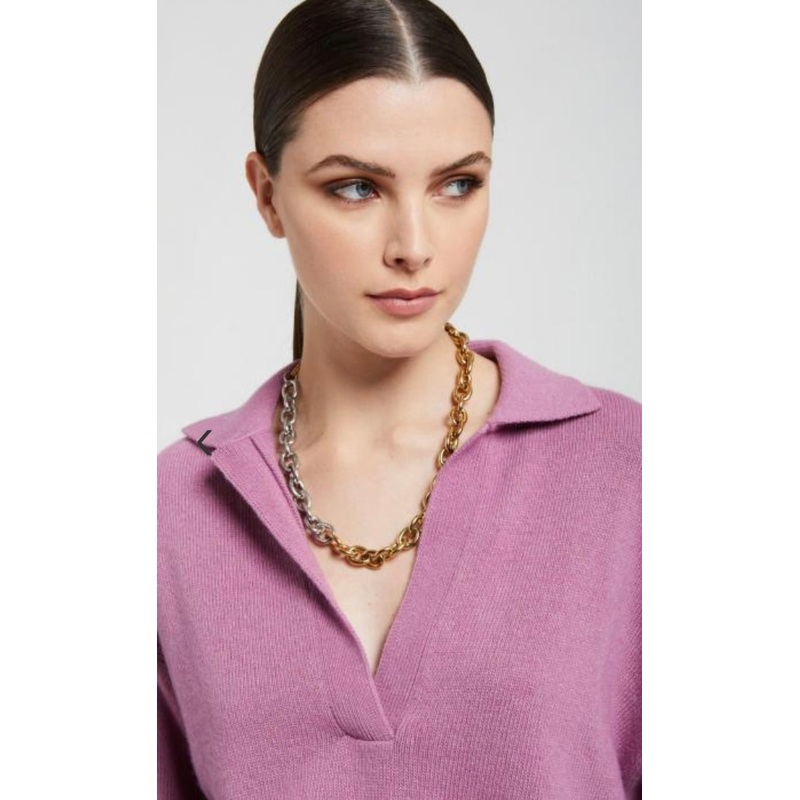 Ottodame Rose Pink Cashmere Blend Jumper with Collar