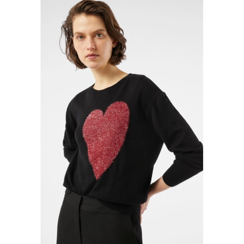 PENNYBLACK Black Cotton & Cashmere Heart Sweater