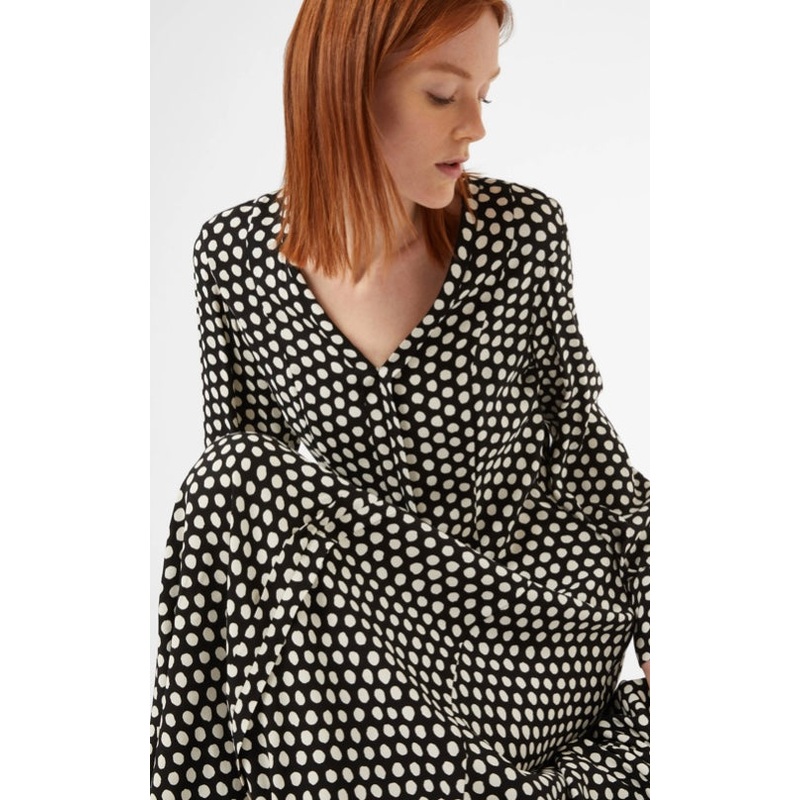 PENNYBLACK Black & White Polka Dot Sable Midi Dress