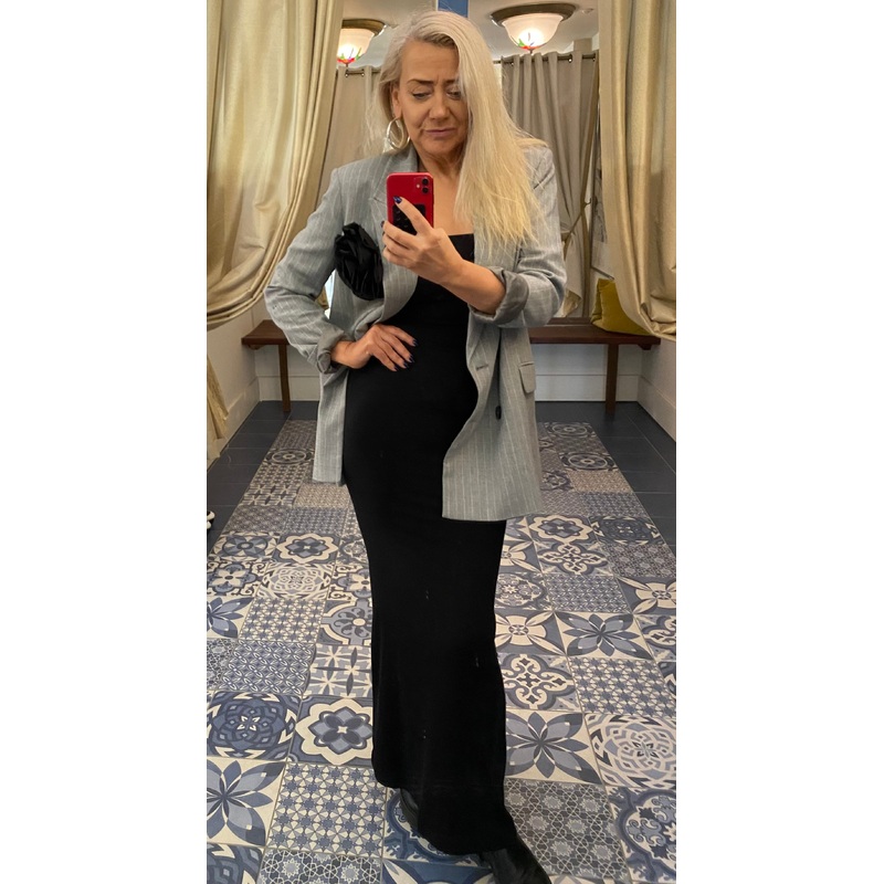 PENNYBLACK Grey Pinstripe Double Breasted Boyfriend Blazer