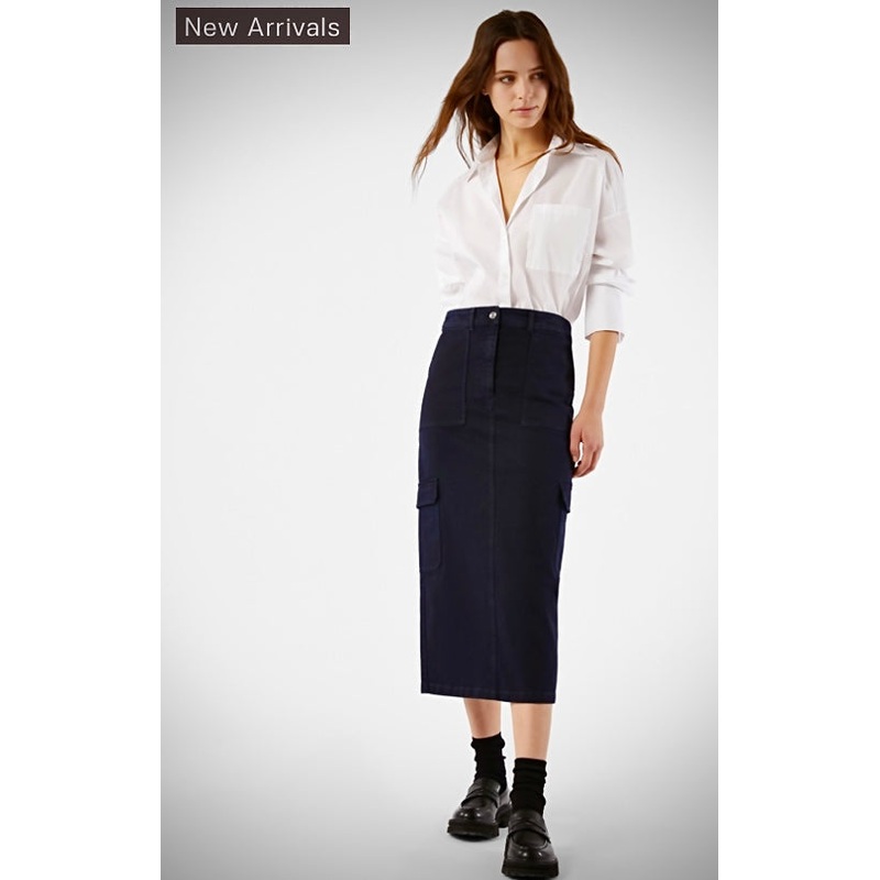 Pennyblack Navy Denim Cotton Cargo Skirt