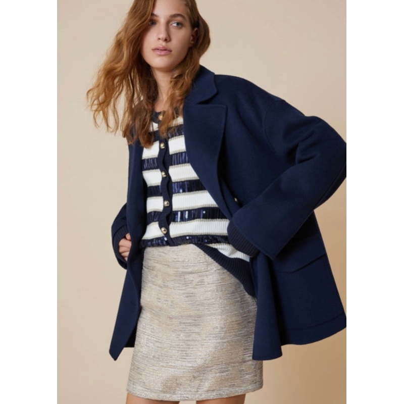 PennyBlack Navy Double Faced Wool Pea Coat