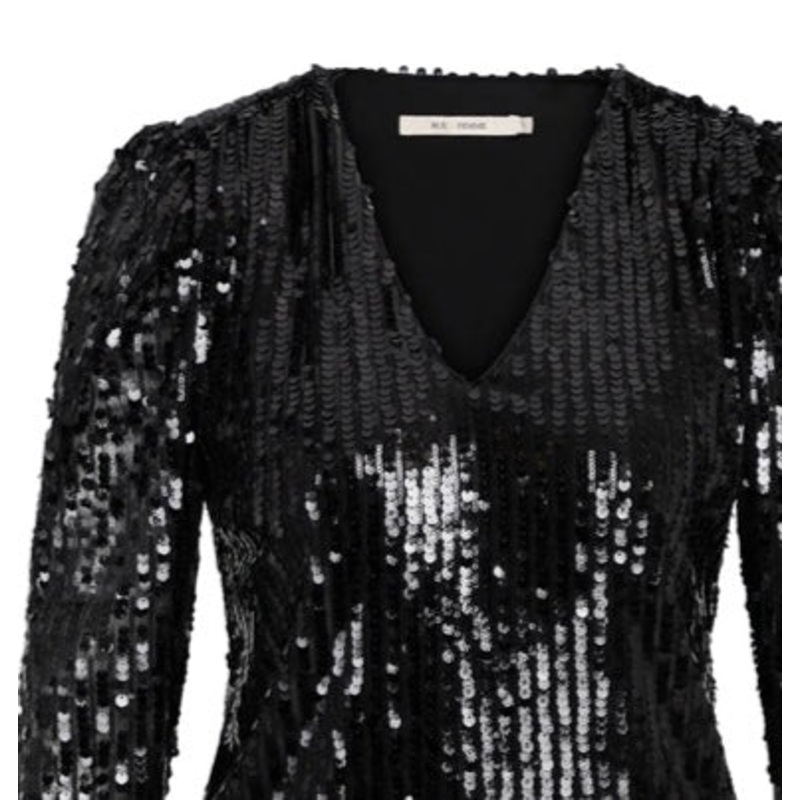 RDF Jet Black Sequins Long Sleeve Top