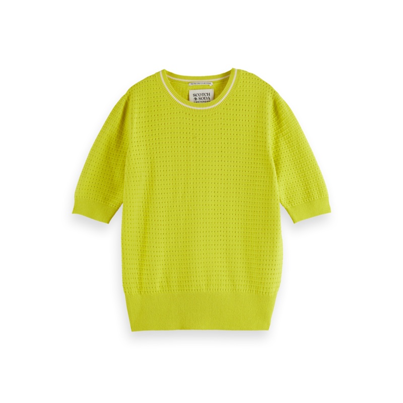 Scotch & Soda Lime pointelle short sleeve jumper