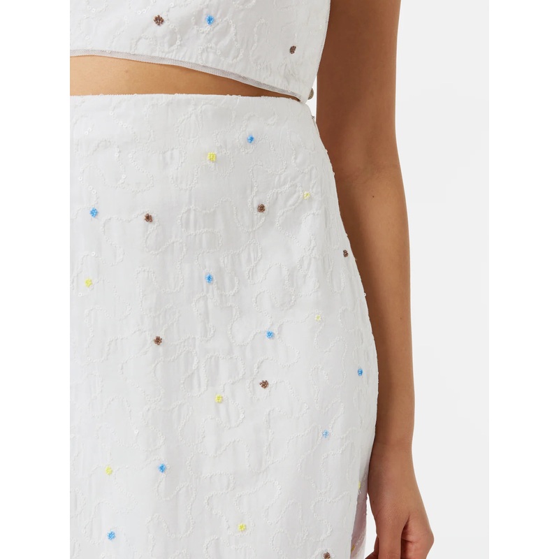 Scotch & Soda White Midi Skirt with Beaded details